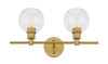 Living District LD2314BR Collier 2 light Brass and Clear glass Wall sconce