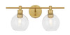 Living District LD2314BR Collier 2 light Brass and Clear glass Wall sconce