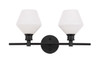 Living District LD2313BK Gene 2 light Black and Frosted white glass Wall sconce