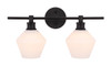 Living District LD2313BK Gene 2 light Black and Frosted white glass Wall sconce