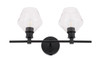 Living District LD2312BK Gene 2 light Black and Clear glass Wall sconce