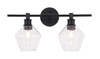 Living District LD2312BK Gene 2 light Black and Clear glass Wall sconce