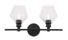 Living District LD2312BK Gene 2 light Black and Clear glass Wall sconce