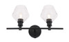 Living District LD2312BK Gene 2 light Black and Clear glass Wall sconce