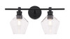 Living District LD2312BK Gene 2 light Black and Clear glass Wall sconce