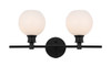 Living District LD2315BK Collier 2 light Black and Frosted white glass Wall sconce