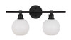 Living District LD2315BK Collier 2 light Black and Frosted white glass Wall sconce