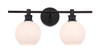 Living District LD2315BK Collier 2 light Black and Frosted white glass Wall sconce