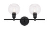 Living District LD2314BK Collier 2 light Black and Clear glass Wall sconce