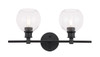 Living District LD2314BK Collier 2 light Black and Clear glass Wall sconce