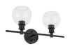 Living District LD2314BK Collier 2 light Black and Clear glass Wall sconce
