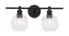 Living District LD2314BK Collier 2 light Black and Clear glass Wall sconce