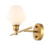Living District LD2301BR Gene 1 light Brass and Frosted white glass right Wall sconce