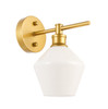 Living District LD2309BR Gene 1 light Brass and Frosted white glass Wall sconce