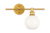 Living District LD2303BR Collier 1 light Brass and Frosted white glass right Wall sconce