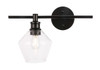 Living District LD2304BK Gene 1 light Black and Clear glass left Wall sconce