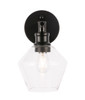 Living District LD2308BK Gene 1 light Black and Clear glass Wall sconce