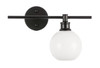 Living District LD2303BK Collier 1 light Black and Frosted white glass right Wall sconce