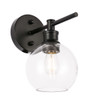 Living District LD2310BK Collier 1 light Black and Clear glass Wall sconce