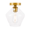 Living District LD2254BR Gene 1 light Brass and Clear glass Flush mount