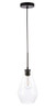 Living District LD2260BK Gene 1 light Black and Clear glass pendant