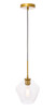 Living District LD2256BR Gene 1 light Brass and Clear glass pendant