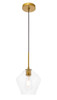 Living District LD2256BR Gene 1 light Brass and Clear glass pendant