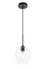 Living District LD2256BK Gene 1 light Black and Clear glass pendant