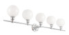 Living District LD2327C Collier 5 light Chrome and Frosted white glass Wall sconce