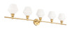 Living District LD2325BR Gene 5 light Brass and Frosted white glass Wall sconce