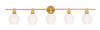 Living District LD2325BR Gene 5 light Brass and Frosted white glass Wall sconce