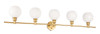 Living District LD2327BR Collier 5 light Brass and Frosted white glass Wall sconce