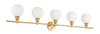 Living District LD2327BR Collier 5 light Brass and Frosted white glass Wall sconce