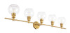 Living District LD2326BR Collier 5 light Brass and Clear glass Wall sconce