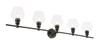 Living District LD2324BK Gene 5 light Black and Clear glass Wall sconce