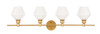 Living District LD2321BR Gene 4 light Brass and Frosted white glass Wall sconce