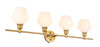 Living District LD2321BR Gene 4 light Brass and Frosted white glass Wall sconce