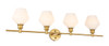 Living District LD2321BR Gene 4 light Brass and Frosted white glass Wall sconce