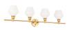 Living District LD2321BR Gene 4 light Brass and Frosted white glass Wall sconce