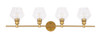 Living District LD2320BR Gene 4 light Brass and Clear glass Wall sconce