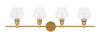 Living District LD2320BR Gene 4 light Brass and Clear glass Wall sconce