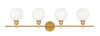 Living District LD2323BR Collier 4 light Brass and Frosted white glass Wall sconce