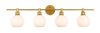 Living District LD2323BR Collier 4 light Brass and Frosted white glass Wall sconce