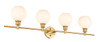 Living District LD2323BR Collier 4 light Brass and Frosted white glass Wall sconce