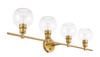 Living District LD2322BR Collier 4 light Brass and Clear glass Wall sconce