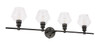 Living District LD2320BK Gene 4 light Black and Clear glass Wall sconce