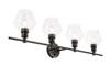 Living District LD2320BK Gene 4 light Black and Clear glass Wall sconce