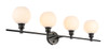 Living District LD2323BK Collier 4 light Black and Frosted white glass Wall sconce