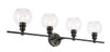 Living District LD2322BK Collier 4 light Black and Clear glass Wall sconce