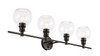 Living District LD2322BK Collier 4 light Black and Clear glass Wall sconce